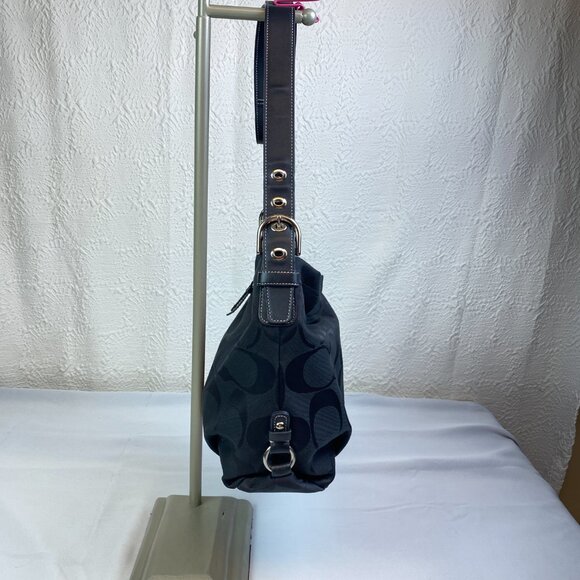 Coach Signature Charcoal Jacquard Hobo Shoulder Bag | F15067 | 🖤 Barb - Picture 7 of 14